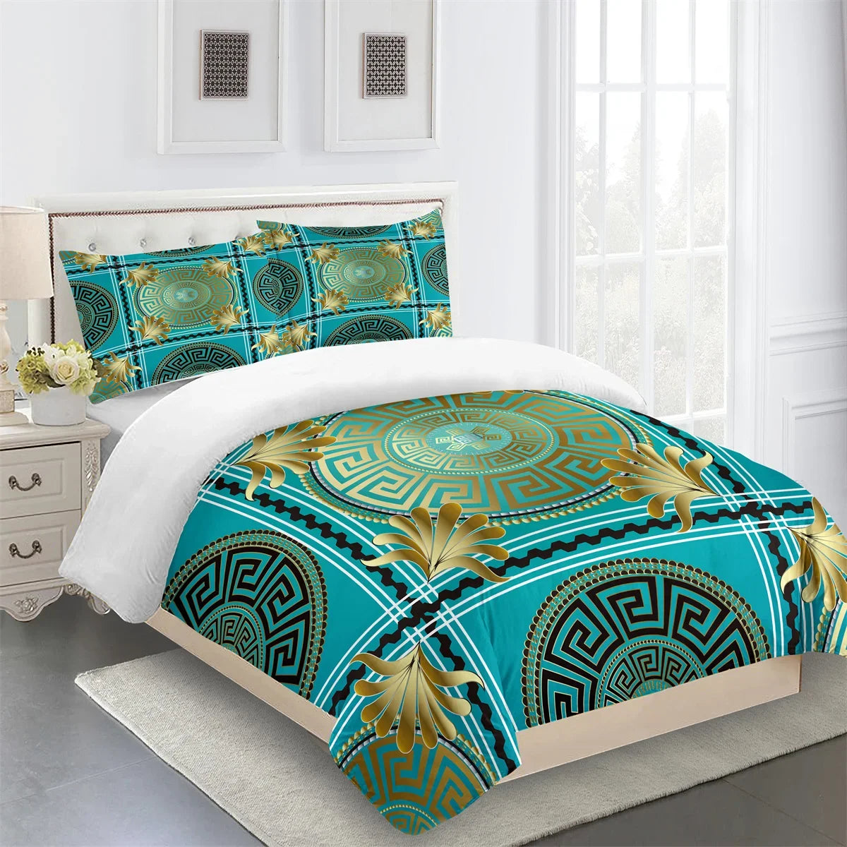 Luxury Brands Designer Modern Baroque King Queen Twin Full Bedding Sets Single Double Bed Duvet Cover Set and 2 pcs Pillow cover