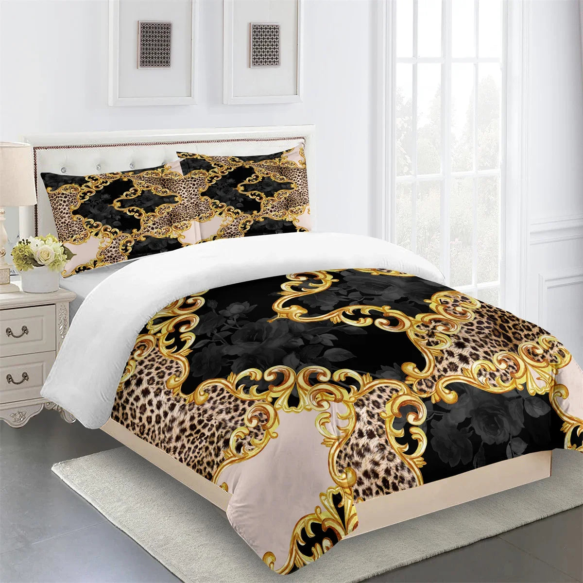 Luxury Brands Designer Modern Baroque King Queen Twin Full Bedding Sets Single Double Bed Duvet Cover Set and 2 pcs Pillow cover