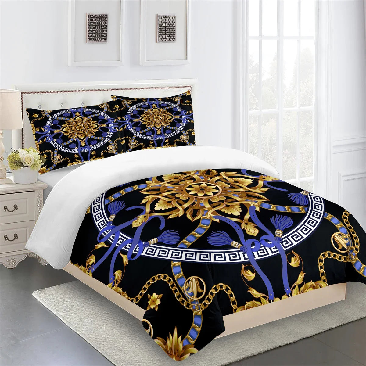 Luxury Brands Designer Modern Baroque King Queen Twin Full Bedding Sets Single Double Bed Duvet Cover Set and 2 pcs Pillow cover