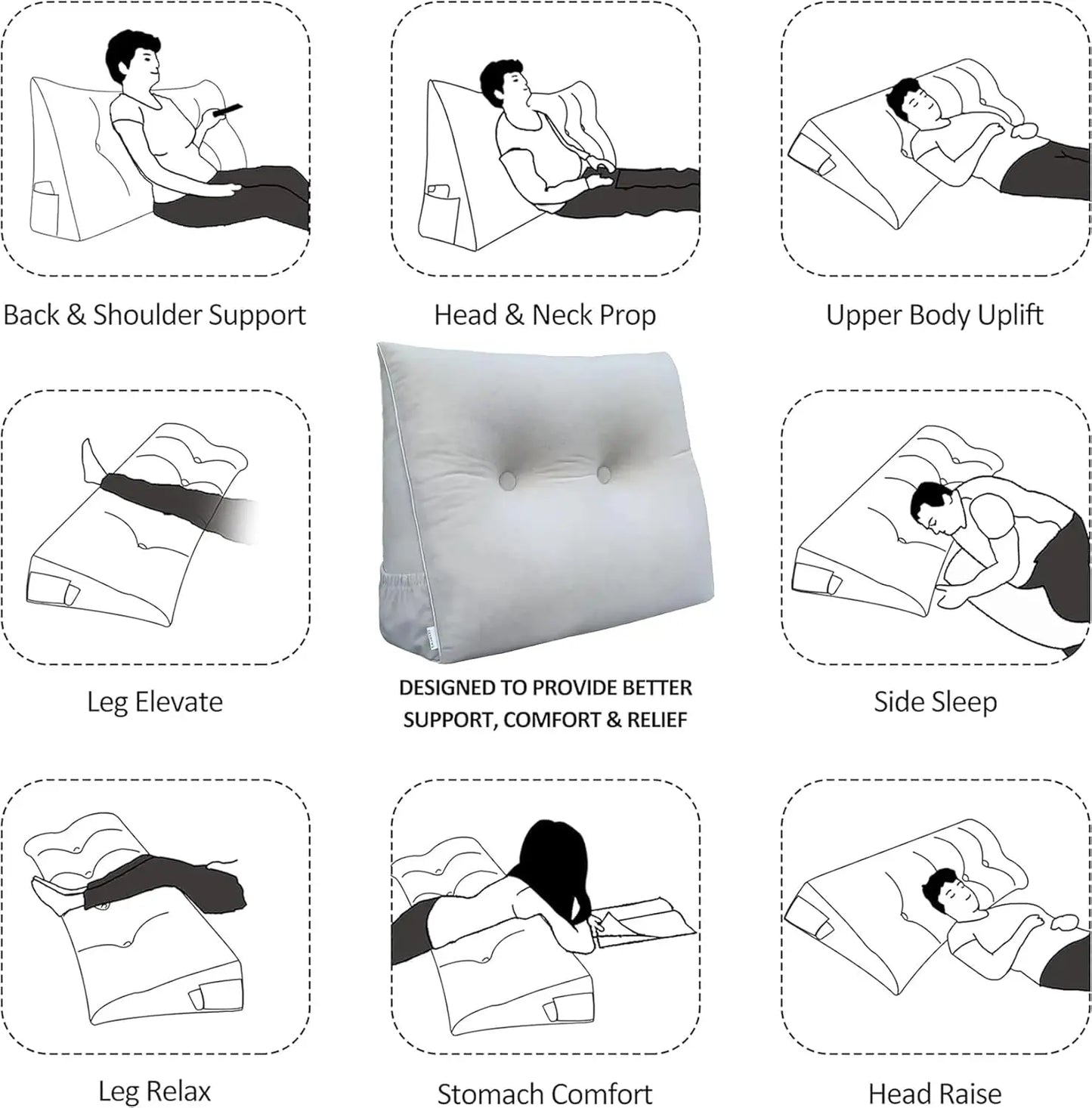 Dorm Headboard Pillow Wedge Pillow Triangular Bed Rest Reading Barest Ba Support Long Bolster Pillow With Removable Cover For