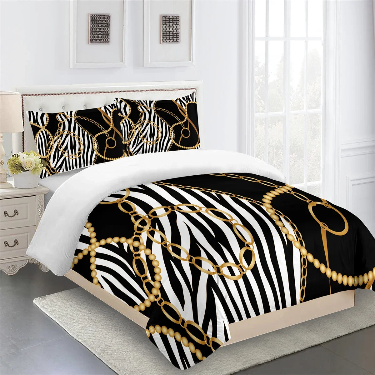 Luxury Brands Designer Modern Baroque King Queen Twin Full Bedding Sets Single Double Bed Duvet Cover Set and 2 pcs Pillow cover
