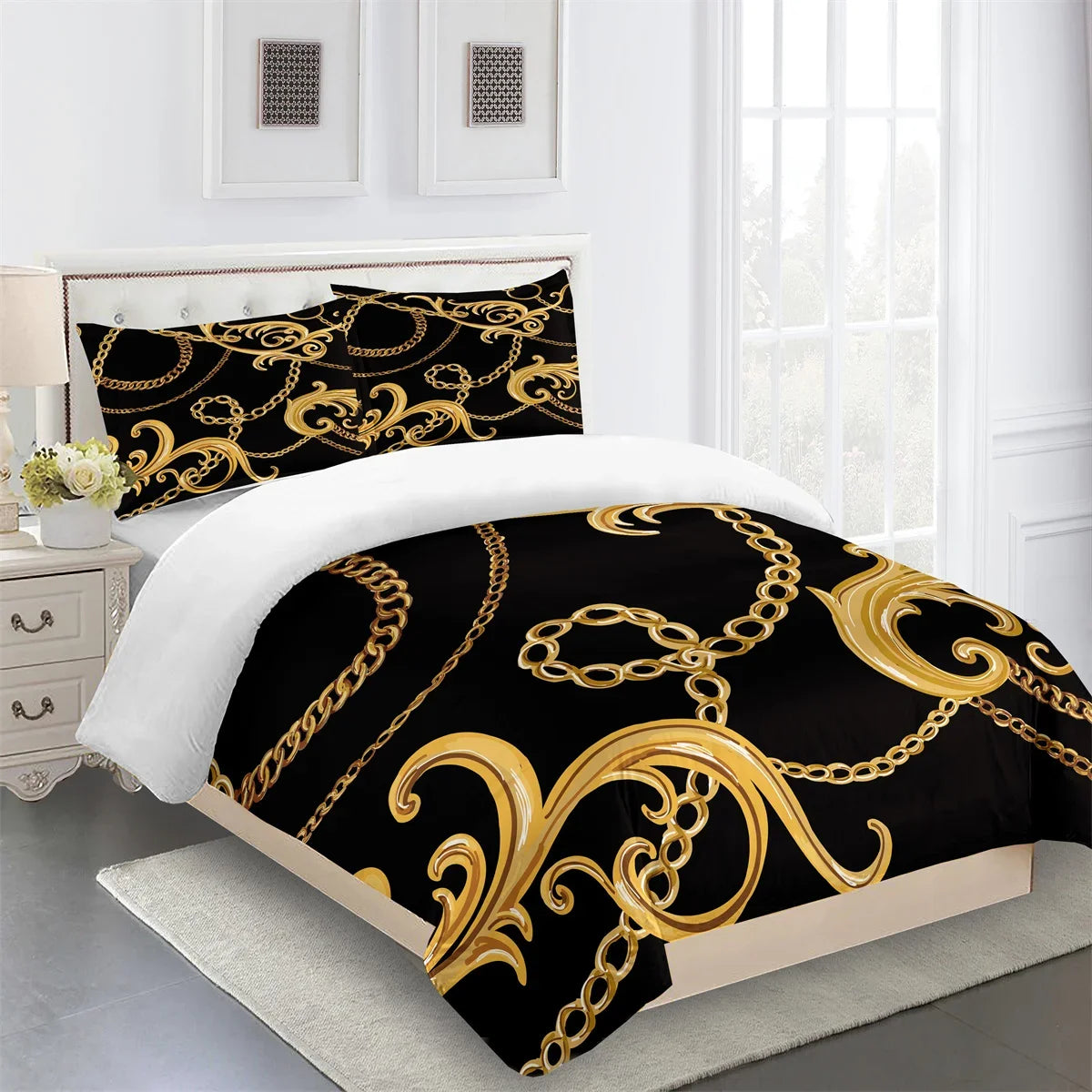Luxury Brands Designer Modern Baroque King Queen Twin Full Bedding Sets Single Double Bed Duvet Cover Set and 2 pcs Pillow cover