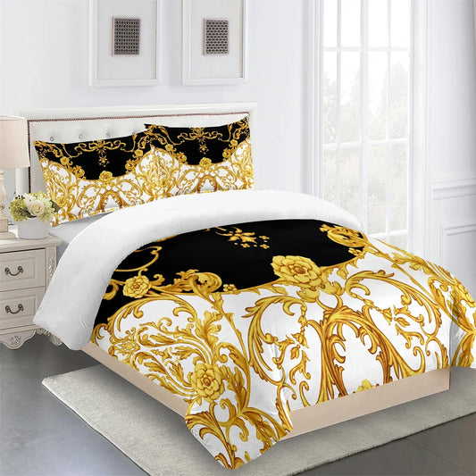 Luxury Brands Designer Modern Baroque King Queen Twin Full Bedding Sets Single Double Bed Duvet Cover Set and 2 pcs Pillow cover