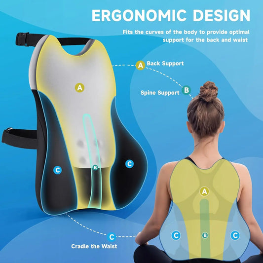 Lumbar Support Pillow For Office Chair Car, Gaming Chair Lower Ba Pain Relief Memory Foam Cushion With 3D Soft Cover Enhance
