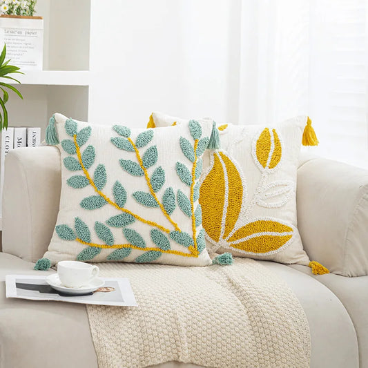 45X45CM Leaf Throw Pillow Cover Bohemian Nordic Plush Stamping Waist Cushion Cover Decor Home Decorative Pillowcase
